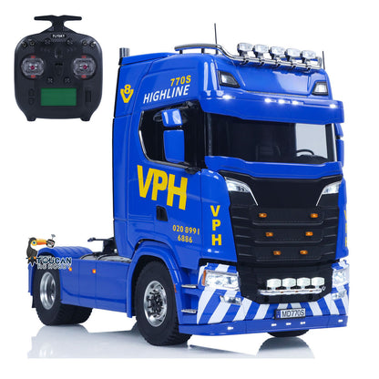 MD MODEL 770S 4X4 Metal Chassis 1/14 RC Tractor Truck Radio Control Lorry Car 2Speed Gearbox Flowing Water Light Cab Suspension