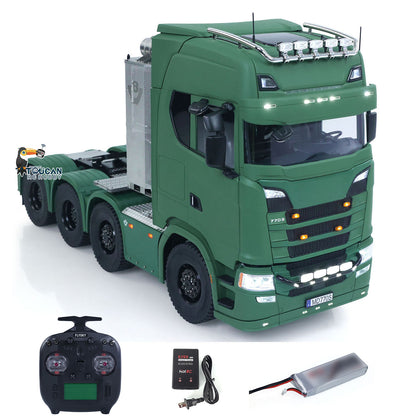 MODO 770S 1/14 Metal 8x8 RC Tractor Truck PNP 2 Speed Gearbox Differential Lock Axles Cab Suspension Light Sound System Hobbywing 1080 ESC for Construction Model Collectors