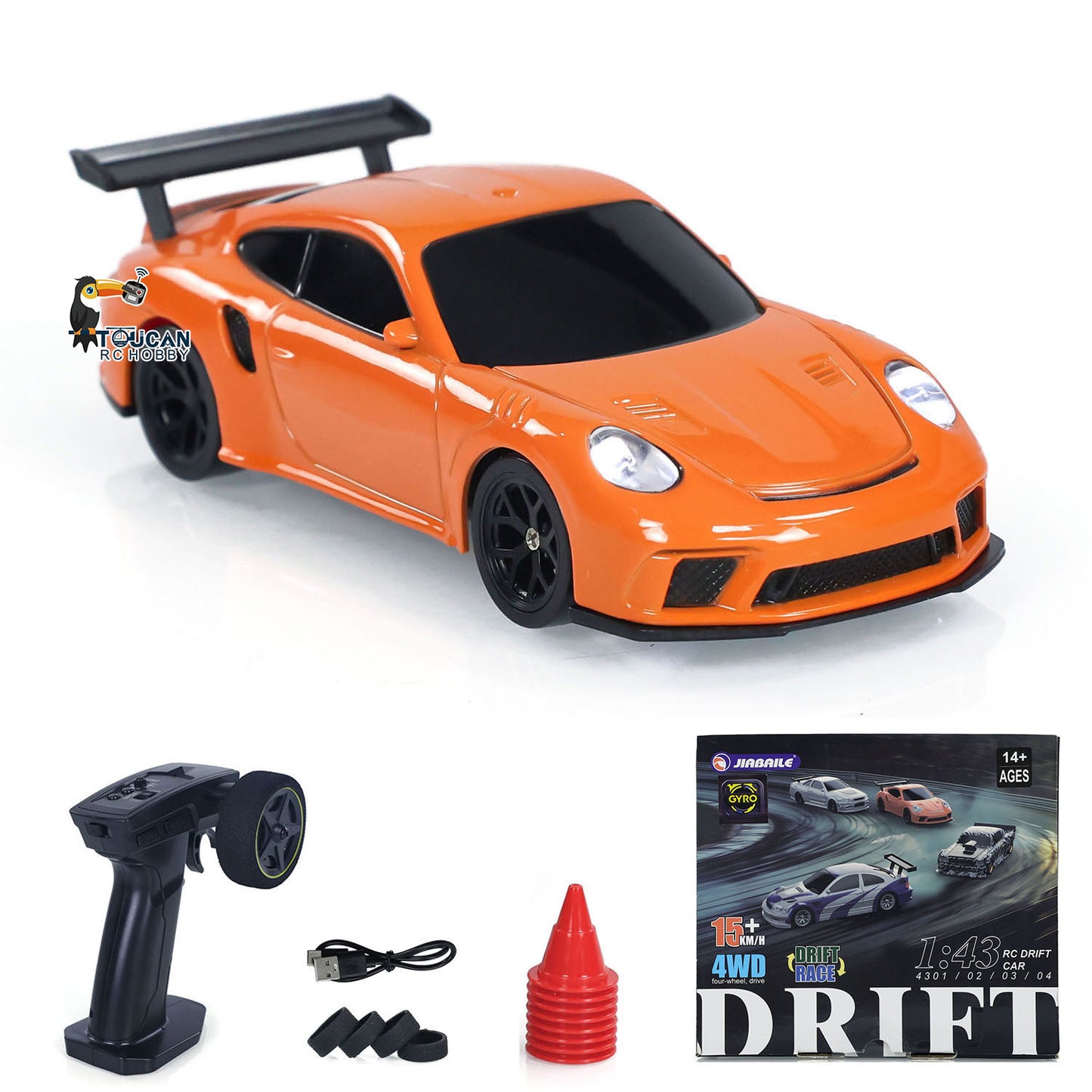 In Stock 1/43 4*4 RTR 4WD RC Race Car Gyro Fully Proportional Control Speed Mini Car Toy  Traffic Cones