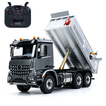 MD 1/14 6*6 Metal RC Hydraulic Dumper Truck 3348 2025Type 6WD Radio Controlled Tipper Lorry Car Model Metal Chassis 2Speed Gearbox Light Sound ESC Motor