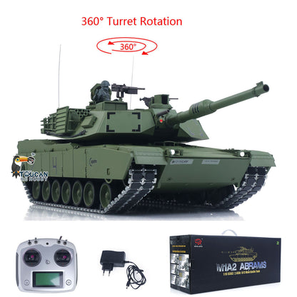 In Stock 1/16 TOUCAN Remote Control Battle Tank 3918 Abrams M1A2 Metal Gearbox 360 Rotation Barrel Recoil Elevation Laser Aiming Light