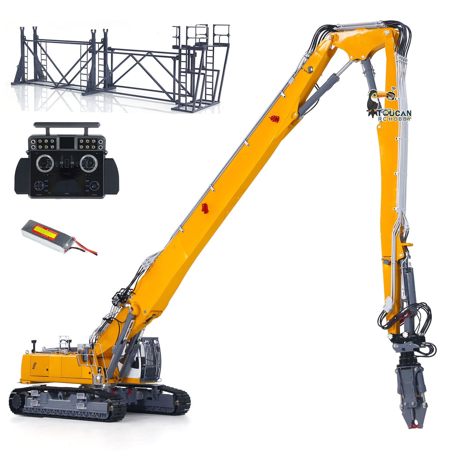 Second Hand 1/14 RC Full Hydraulic Demolition Excavator LESU LR960 Digger Battery Frsky XE