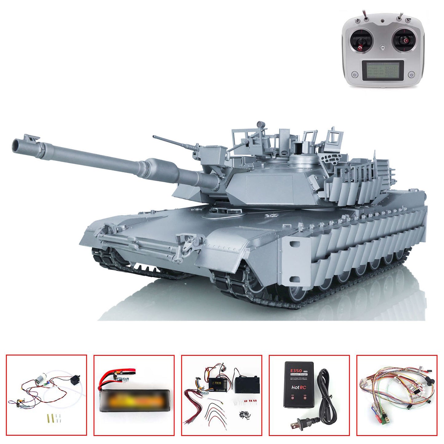 1:16 RC Military Tank 3918 Full Metal Abrams M1A2 TUSK II Ready to Run Remote Controlled Tracked Car Driving Gearbox Barrel Recoil and Lifting System TK16 Mainboard Smoke Unit