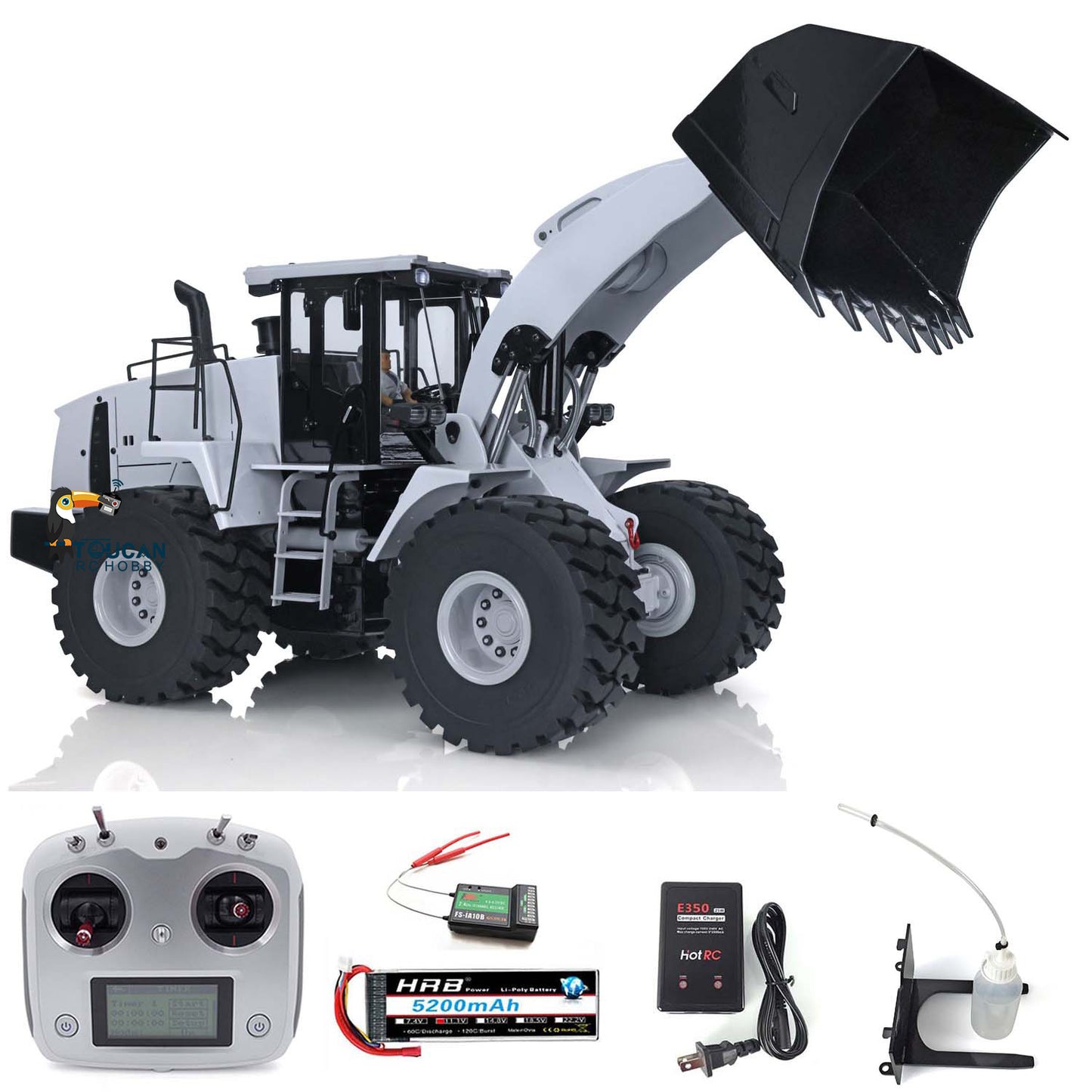 US Stock Metal 1/14 Scale Hydraulic 470 Remote Controlled Loader WA470 Model Ready to Run Construction Vehicle Electric Car 980L Engineering Vehicle ESC Motor Servo Lights Charger