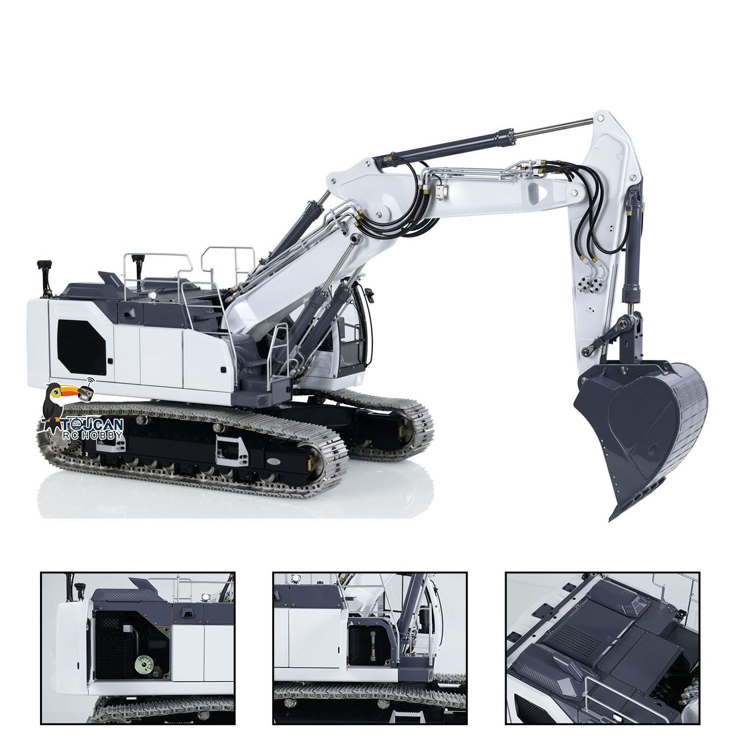 LESU Aoue LR945 1/14 Metal RC Hydraulic Excavator B0017 KIT/PNP CNC 7CH Valve 3-arm Digger LED Lights Electronic Display for Professional Construction Truck Model Collectors DIY