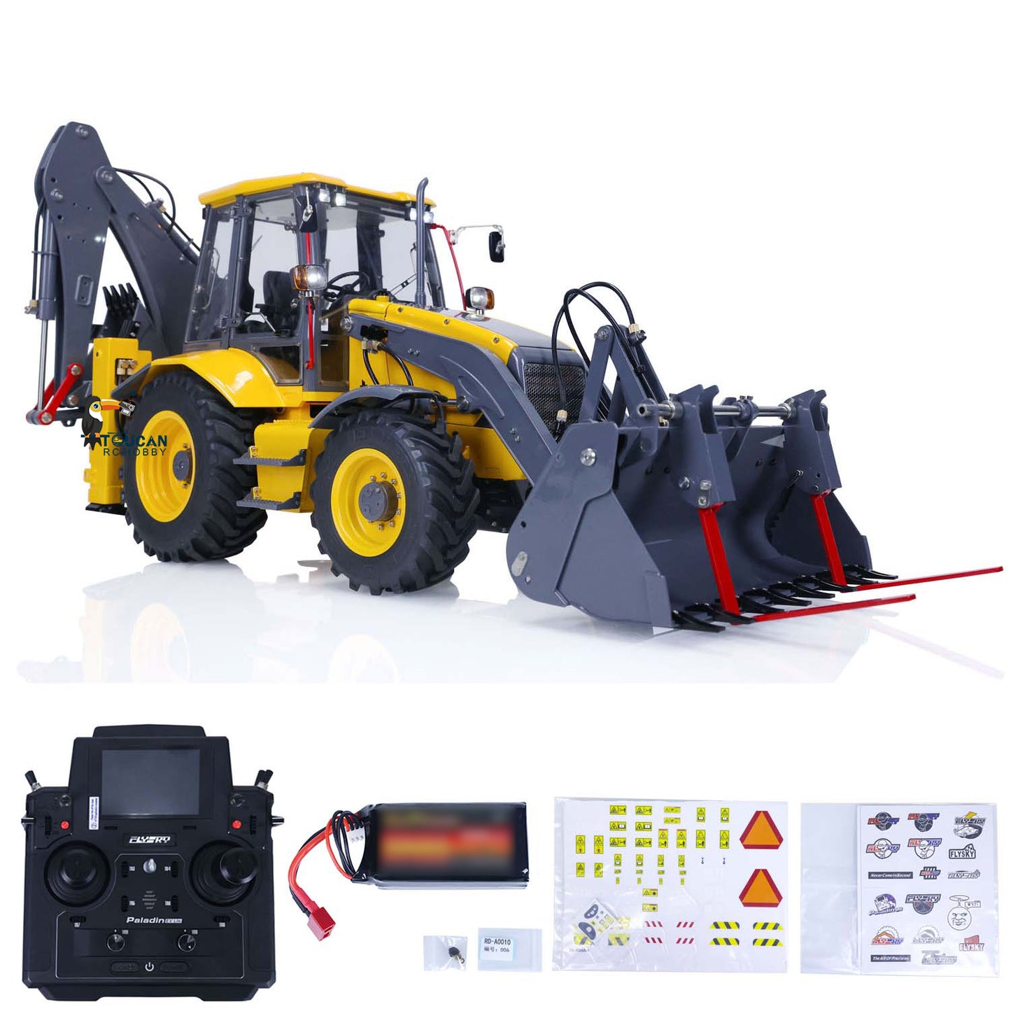 LESU 1/14 Metal Hydraulic RC Backhoe Loader AOUE BL71 2 in 1 Electric Excavator Ready To Run Version Battery Light Sound Sytem