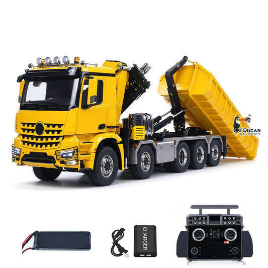 TOUCAN RC HOBBY LXY 1:14 10*10 RC Hydraulic Crane Full Dump Metal Lorry Rear Axle Steering with U-shaped Short High Standard Bucket Timber Flatbed