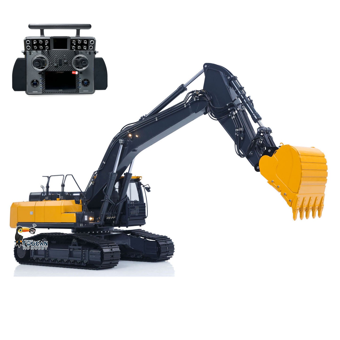 Metal 1/14 Super Frog Remote Control Hydraulic Excavator E400 Pro 9CH Valves RC Digger Stainless Steel Arm Frsky XE Radio