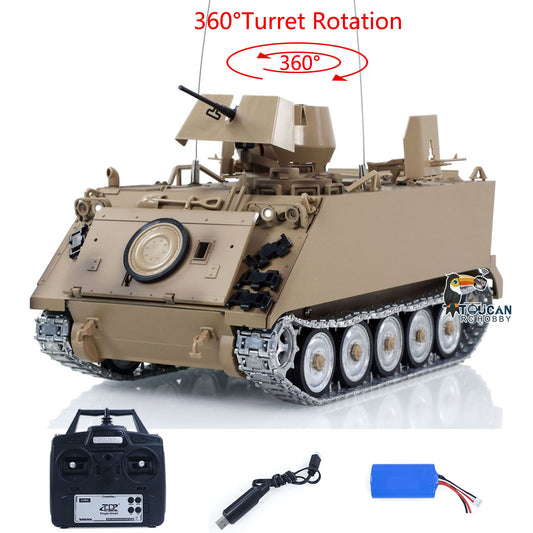 US Stock TD 1/16 RC Tank M2412-B M113A1 ACAV 360 Turret Rotation Infrared Metal Wheels Gearbox Smoke Unit Radio Control Military Model