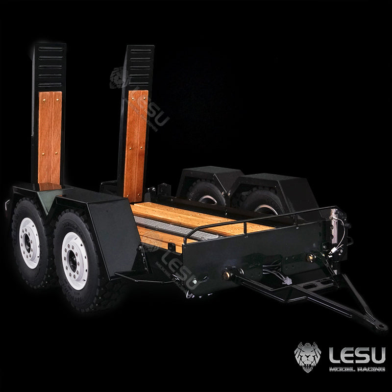LESU A0041 1/14 Metal Trailer Hydraulic Lifting Tailboard with Landing Legs 3 Axles Chassis for RC Tractor Truck DIY Construction Model
