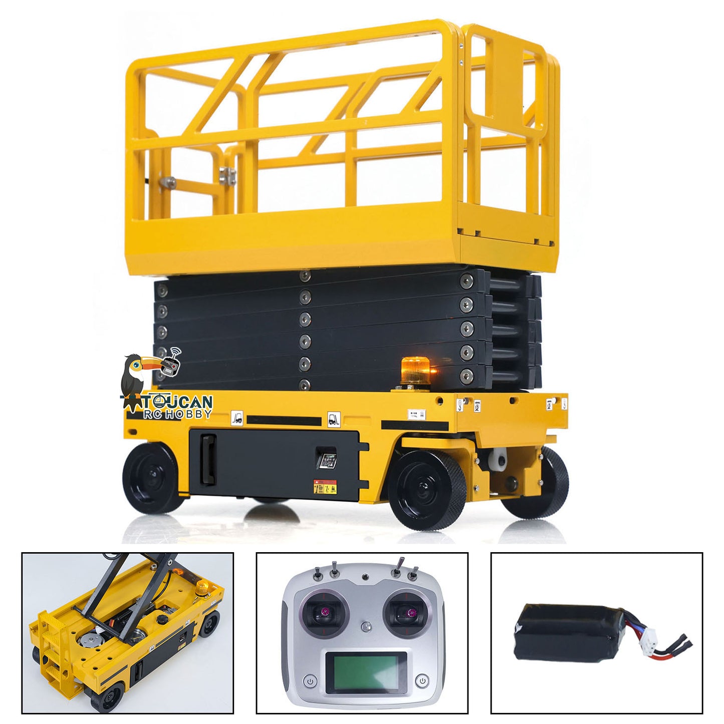 CUT 1/14 Metal Hydraulic Scissor Lift RC Platform Truck TOUCAN Paint Ready to Run Motor ESC Servo I6S Radio Adults Collection