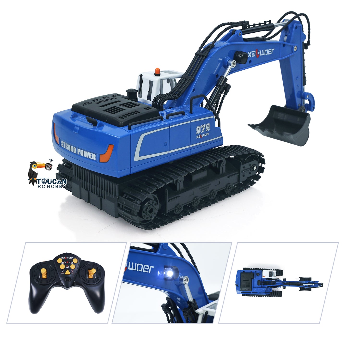 US Stock HUINA 1/18 RC Toys Gift 13550 11CH Remote Control Excavator 350¡ã RC Digger 2.4G Radio System Battery Light Sound USB Charger