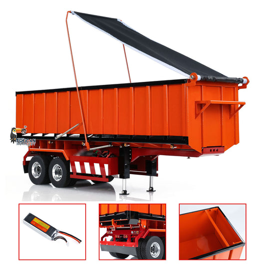 Metal 1/14 Hydraulic Dump Trailer Electric Legs for TAMIYA RC Tractor Truck Emulated Tipper Cars DIY Models Pump ESC Painted