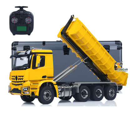 1/14 8x8 RC Hydraulic Dumper Car Roll Off Full Dump Rear Axle Steering with U-shaped High Short Standard Bucket Timber Flatbed