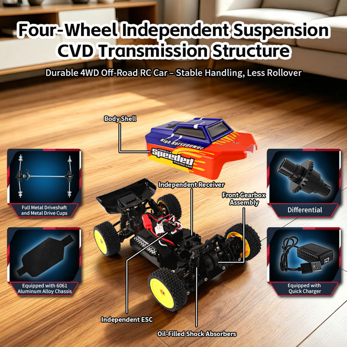 TOUCAN RC HOBBY JiaBaiLe 1/24 Electric Remote Control Off Road Car 2401A 35KM/H High Speed RC Vehicle Model CVD Drive Shafts Metal Chassis Battery RTR