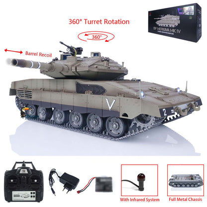 IDF Merkava MK IV 3958 with Full Metal for Heng Long 1/16 RC Battle Tank Vehicle lnfrared Fighting Laser Aming Lights