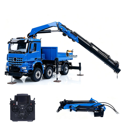 4151AK 1/14 Metal RC Agriculture Tractor Truck 6x6 Farm Lorry Hydraulic Crane Fly Jib Arm 3-Speed Gearbox Sound for Model Collector