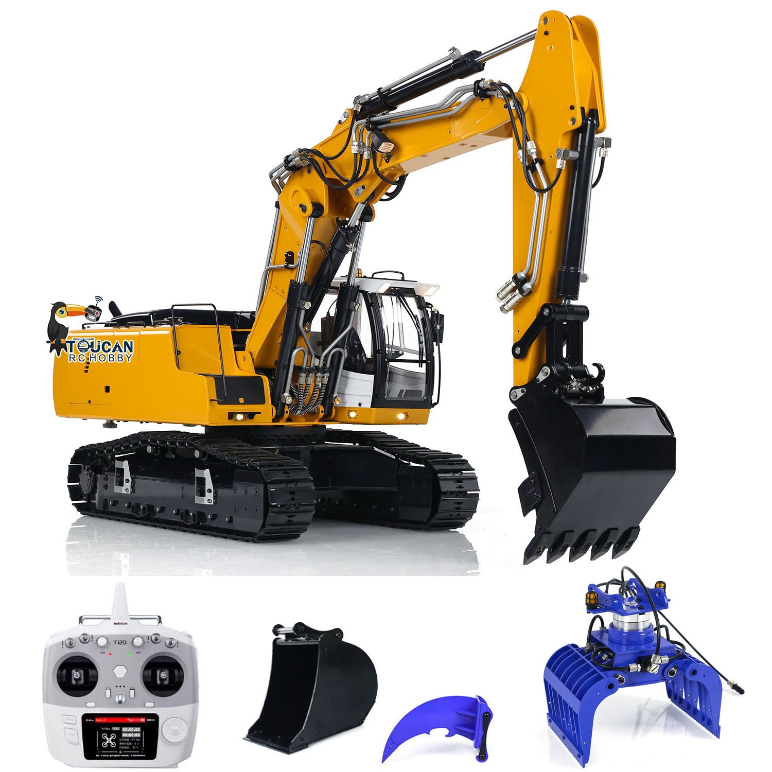 MTM 1/14 946-3 10CH RC Tracked Hydraulic Excavator 3 Arms Metal