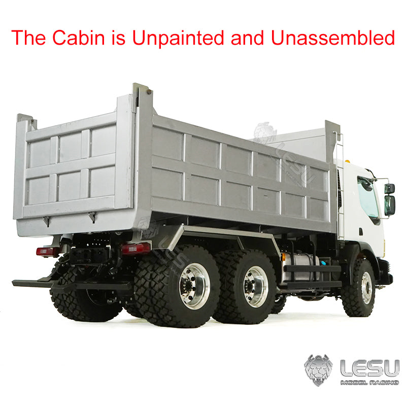 1/14 LESU 6x6 RC Hydraulic Metal Dumper Tipper Sound Light System Chassis Bucket Unpainted Unassembled Cabin Body VM Truck