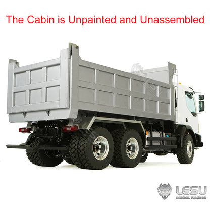 1/14 LESU 6x6 RC Hydraulic Metal Dumper Tipper Sound Light System Chassis Bucket Unpainted Unassembled Cabin Body VM Truck