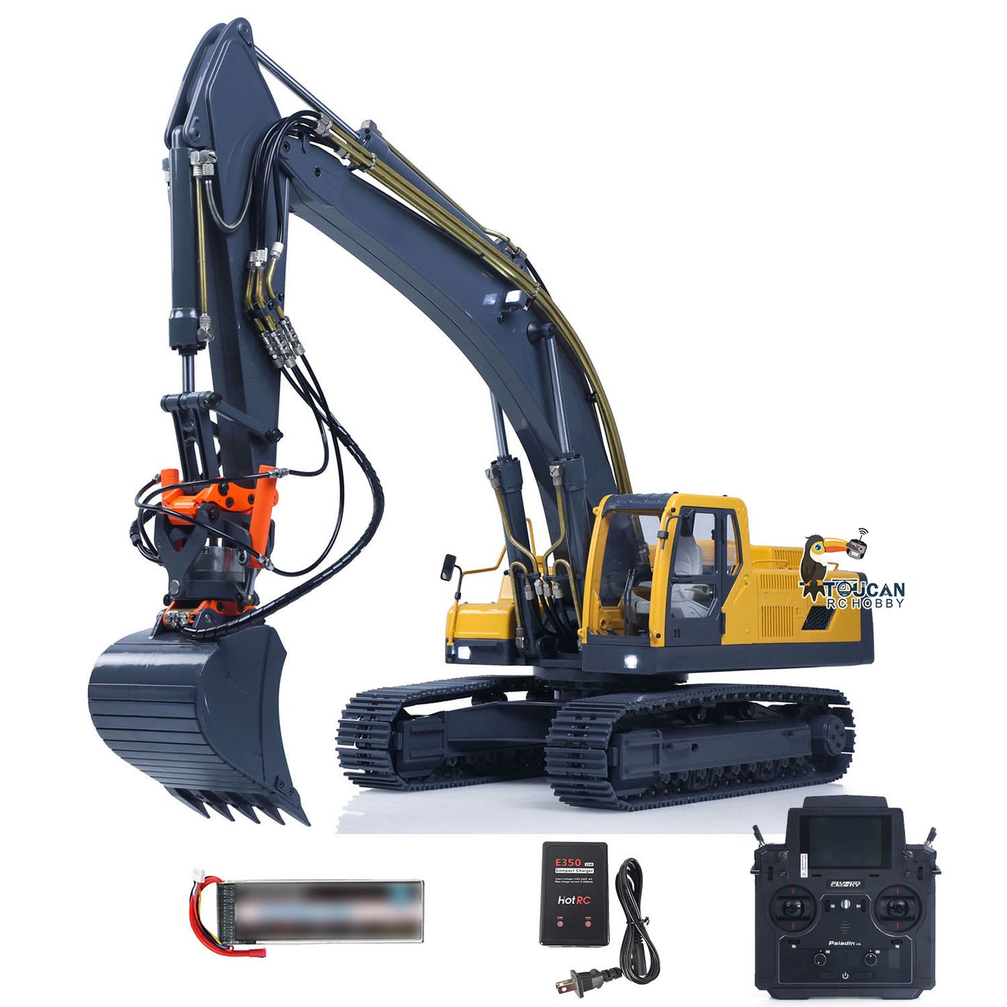 In Stock JDM V2 1/14 RC Digger Radio Control Excavator Upgraded Cars EC360 with Sound Light Module FlySky PL18 ESC Servo Motor