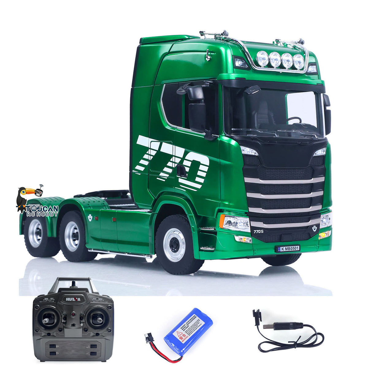 TOUCAN RC HOBBY US Stock HUINA 770S 1501 6X4 1/18 Remote Control Tractor Truck Plastic RC Lorry Car Lights Sound System Assembled RTR Model