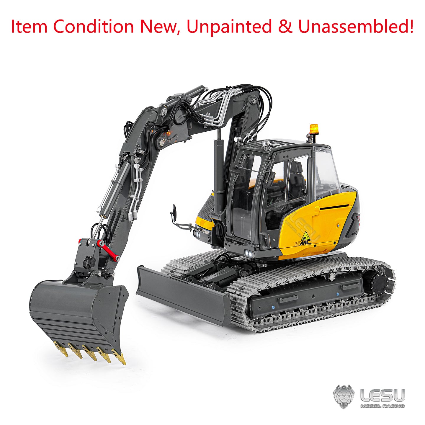 LESU MC15 4 Arms Metal 1/14 Hydraulic Remote Control Excavator KIT Model RC Digger Dual Pumps 9 Ways Valve Light Sound Motor