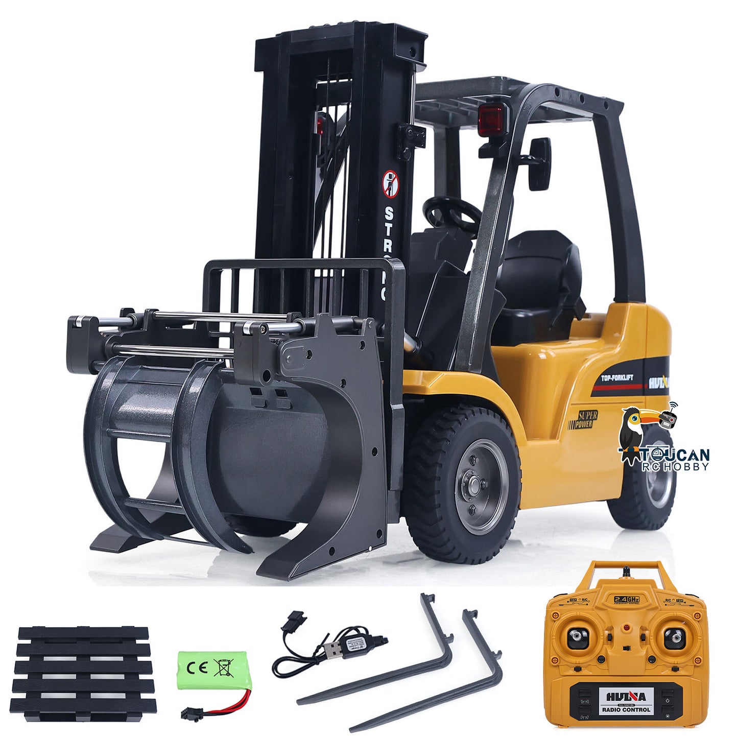 Fast Free Shipping for EU HIUNA 577 1/14 RC Electric Lifting Remote Control Forklift Model Construction Vehicle Battery Light Sound Effect Battery