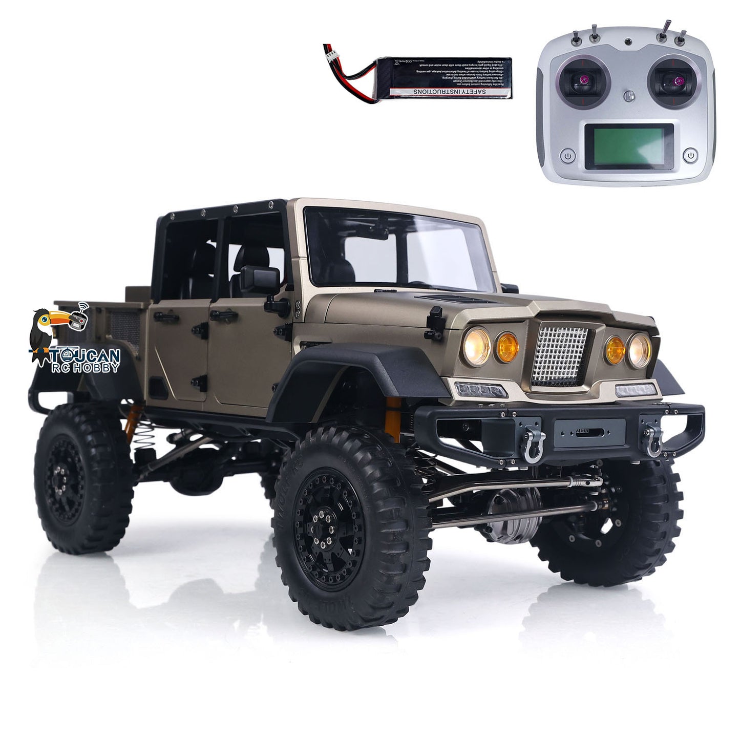 TWOLF 1/10 TW-715 RC Off-road Metal Crawler Climb Truck Sounds Lights Smoke Transport Truck for Adult