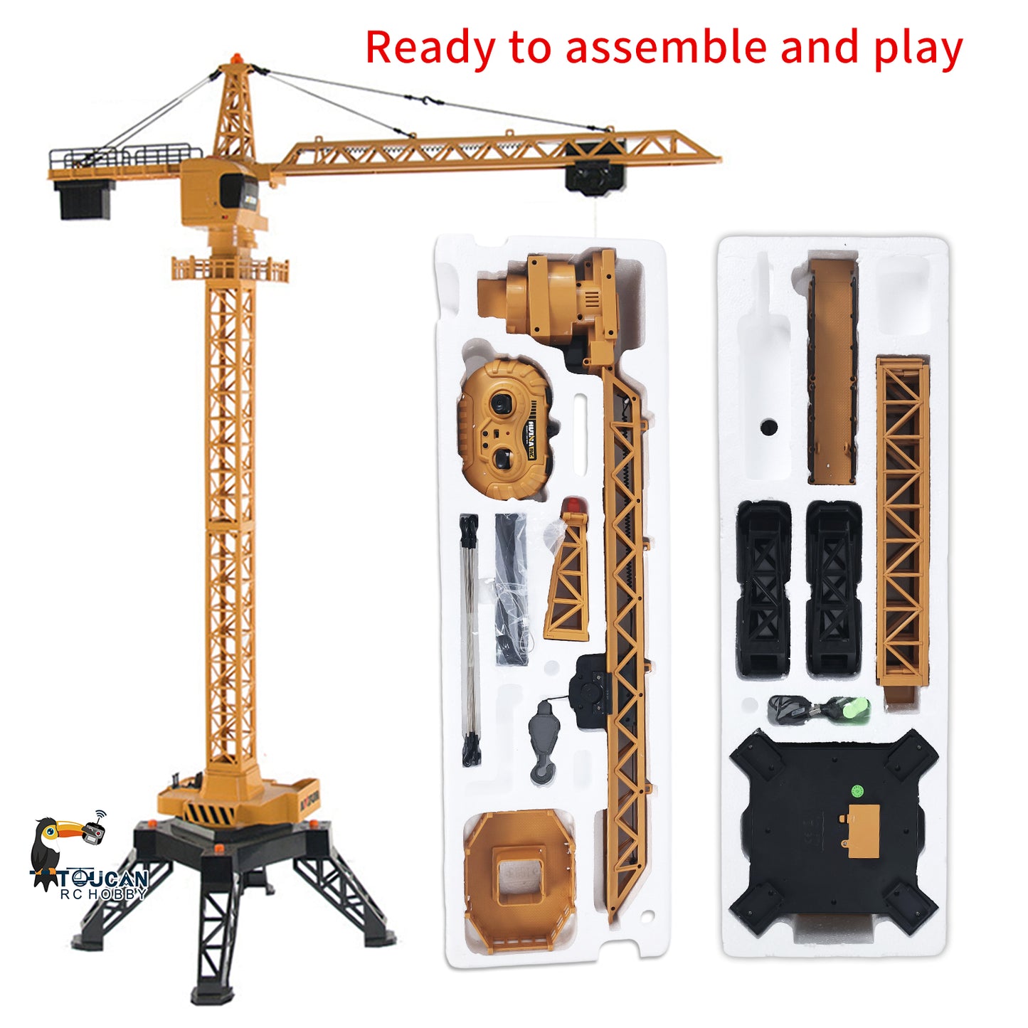 HUINA Toys Radio Lifting Tower Crane Model 1/14 Ready-To-Go 12CH 585 Gift 2.4G Remote Controller Battery Movable Crane Body Rotary