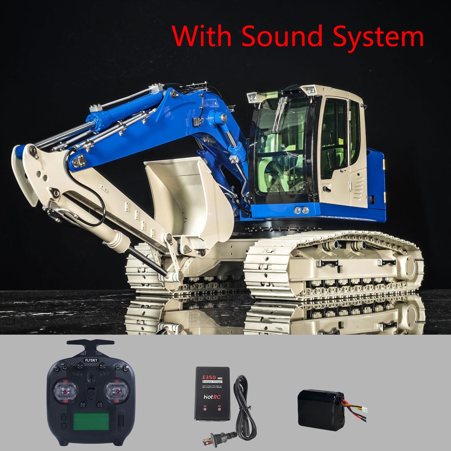 1/14 Metal 2Arms RC Hydraulic Tracked Excavator JDM-208 R920 Radio Control Digger Engineering Vehicle Sound System Battery
