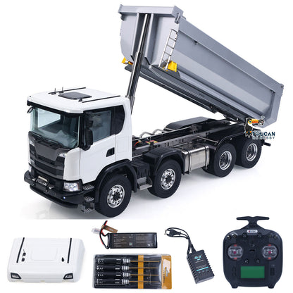 In Stock Double E 1/14 8X8 Remote Control Hydraulic Dump Truck 2Speed RC Model Tipper Metal Chassis Differential Lock FLYSKY ST8 Radio