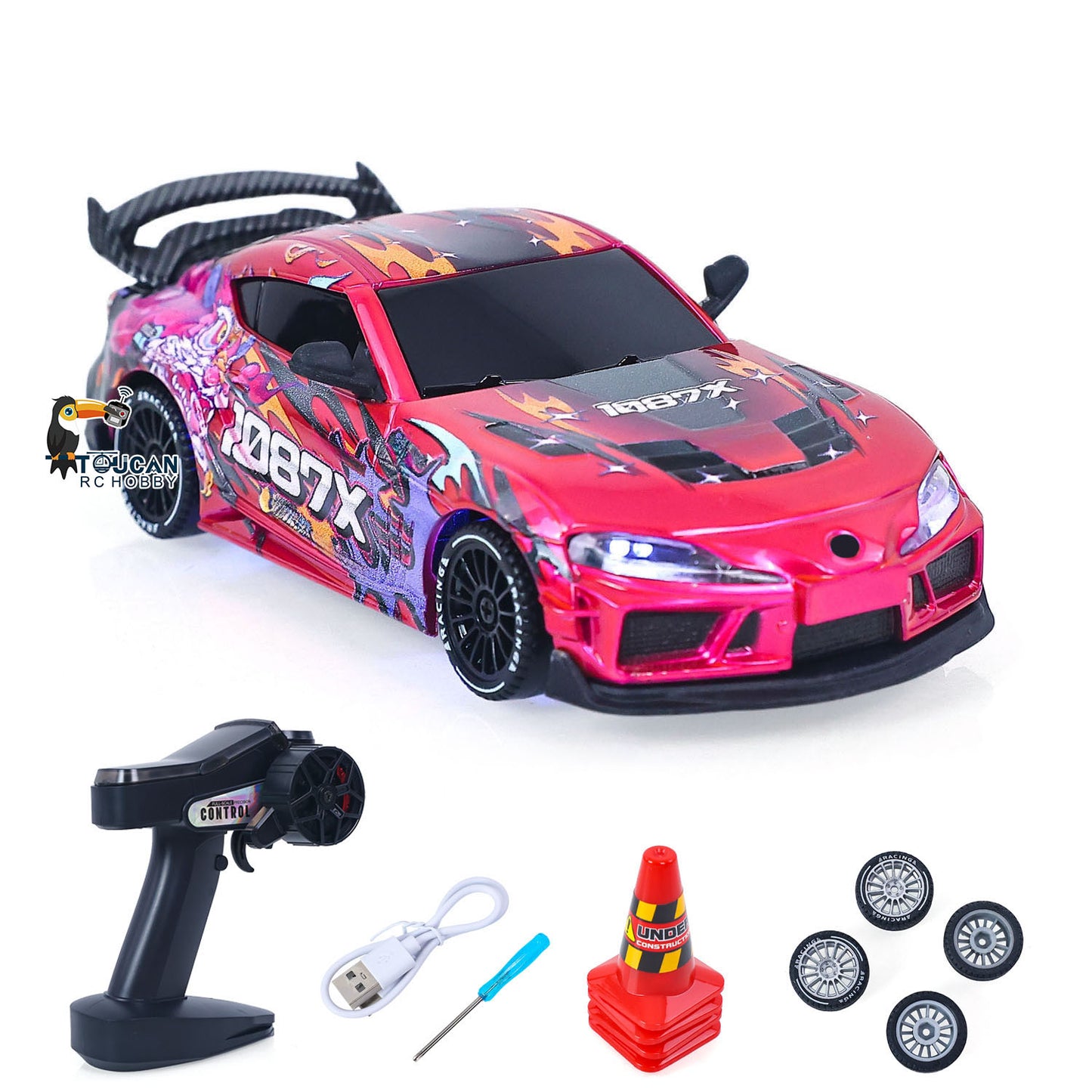 10KM/H JXC SP4301 1/43 Remote Control Drifting Car AWD RC Vehicle Model RTR Light System Motor 9A ESC Servo Battery No Sounds