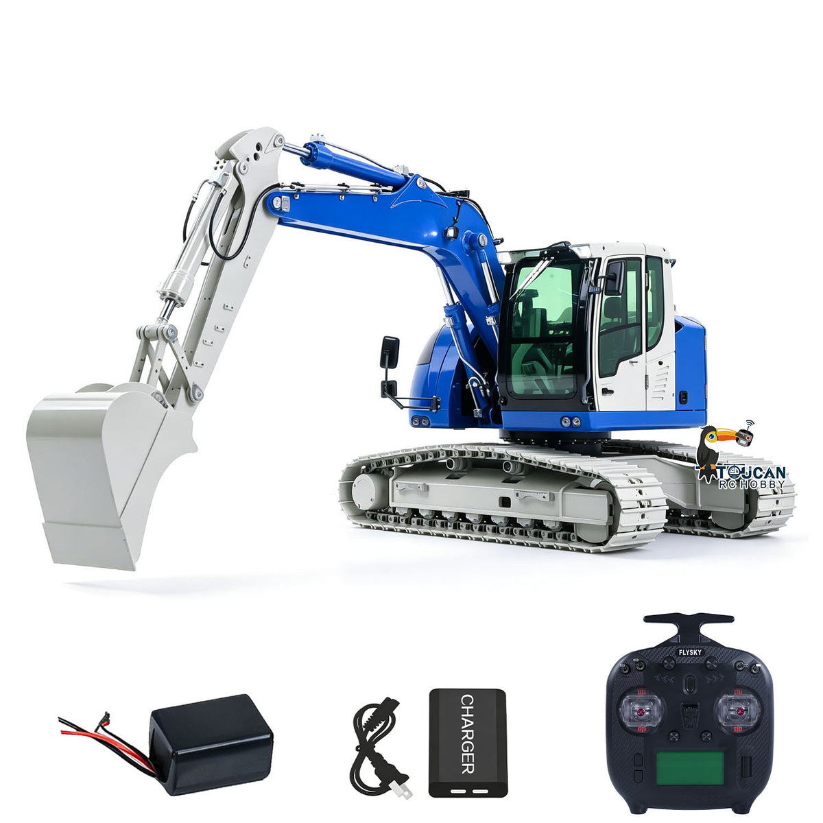 TOUCAN RC HOBBY JDModel 1/14 Metal 2Arms RC Hydraulic Tracked Excavator JDM-208 R920 Radio Control Digger Engineering Vehicle Sound System Battery