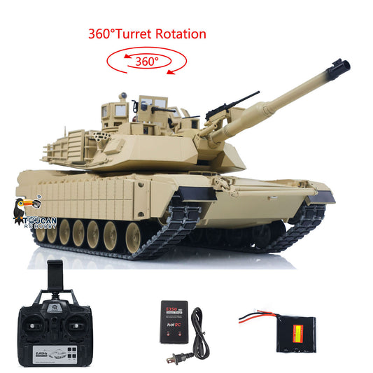 TOUCAN 1/16 Metal RC Tank M1A2 Abrams IR Dual Current Driving Gearbox Barrel Recoil Elevation 360 Turret Rotation Smoke RTR