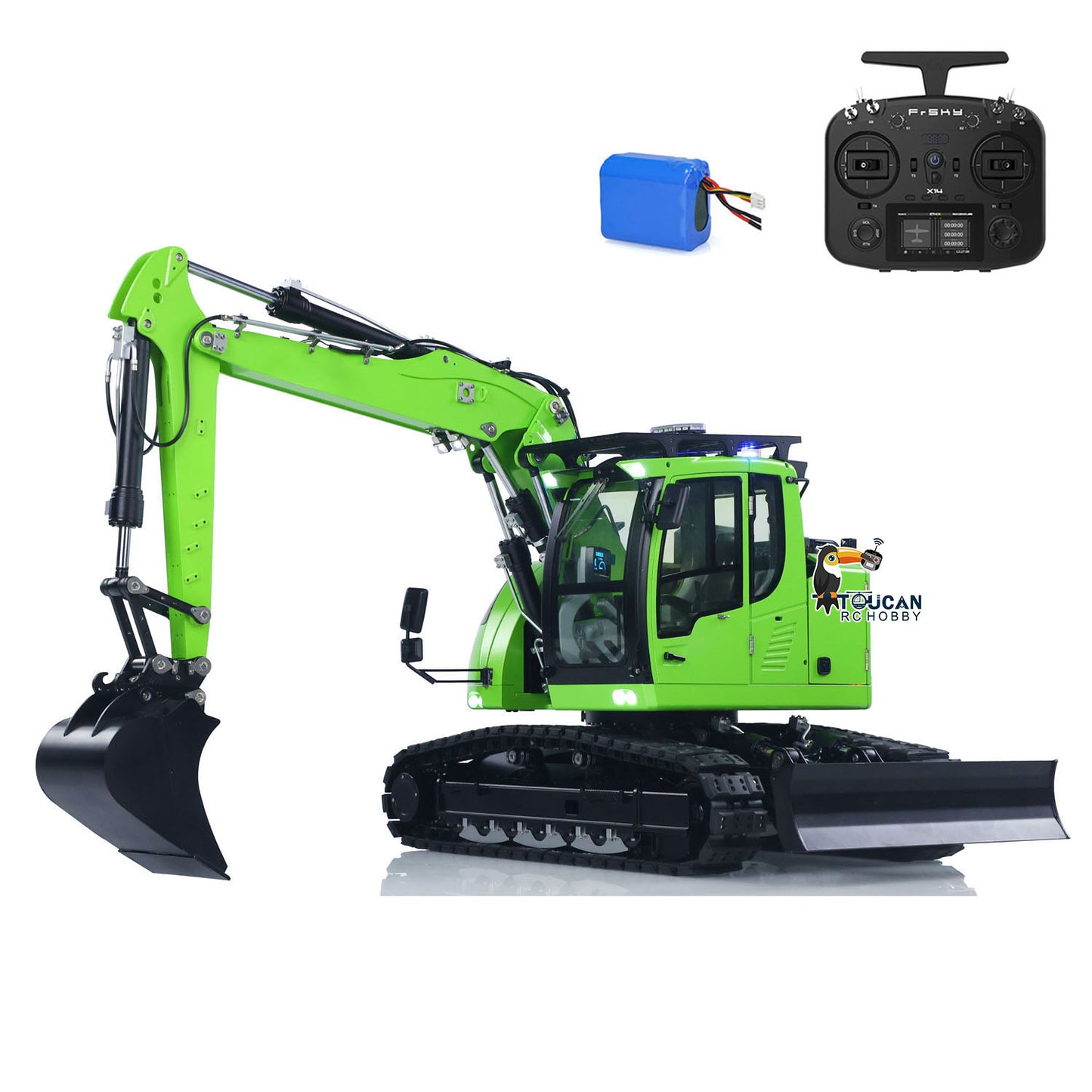 Upgraded 1/14 RC Hydraulic Excavator LR 914 5ways Valve Electric Digger Model RTR Construction Vehicle Frsky X14 Radio Battery