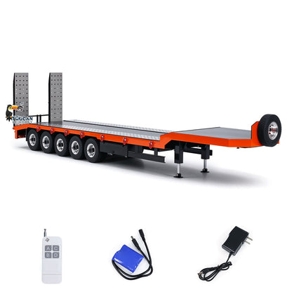 TOUCAN RC HOBBY HHG Model Metal 5-axle Trailers Electric Tail-board Support Leg for 1/14 RC Tractor Radio Controlled Truck Car Hobby Models DIY Painted Assembled