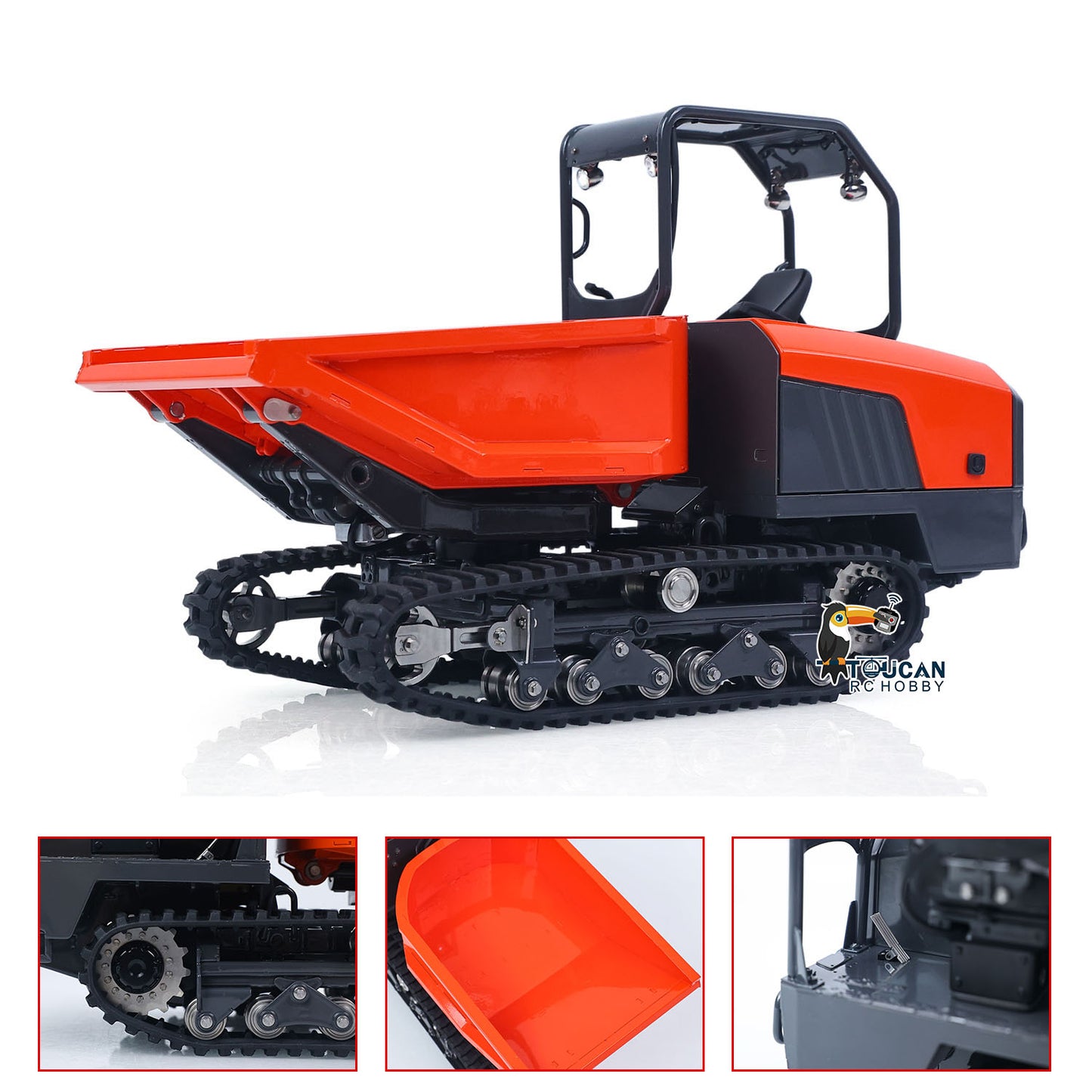 In Stock Metal LESU 1/14 RC Dump Truck KC300HR-5 Hydraulic Remote Control Tracked Tipper Car Model 180 Degree Rotation Openable Door Lights