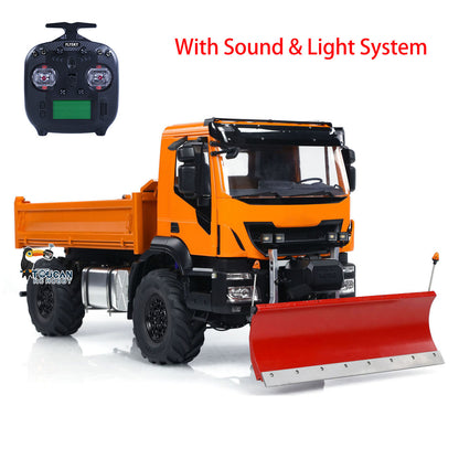 4*4 1/14 Metal RC Hydraulic Dumper Trucks Snow Shovel Remote Control Tipper Cars Special Version FlySky ST8 Sound Light LED