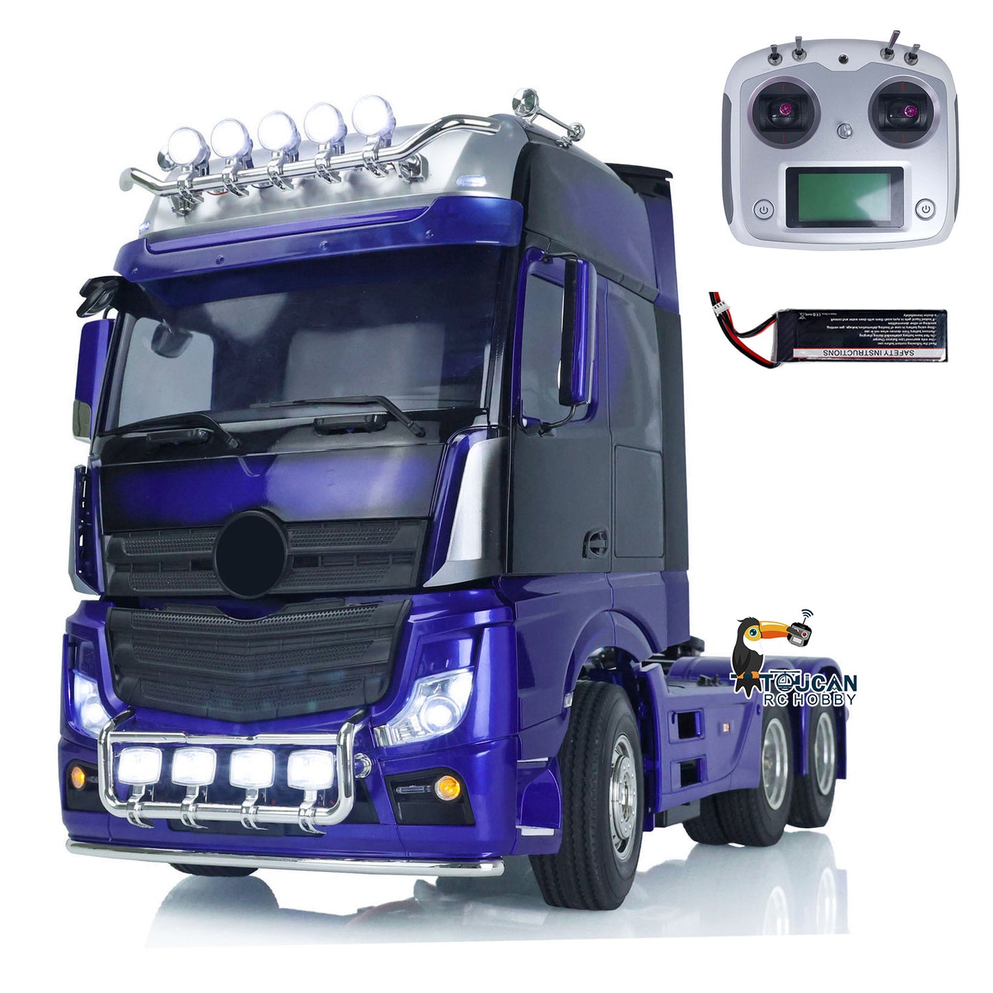 1/14 Three Axles RC Tractor Truck 6x4 Painted Assembled Car Model Motor ESC Servo Sound Light Warning Light