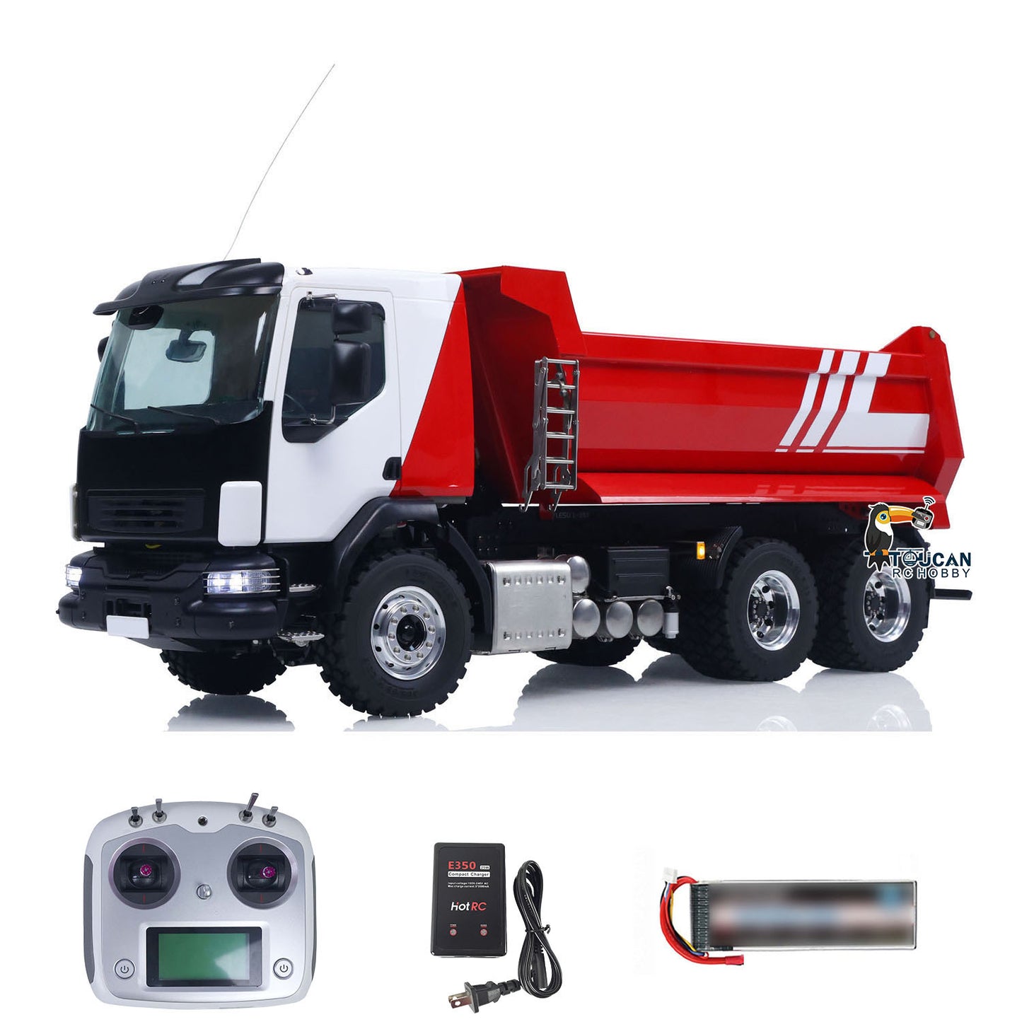 LESU Z0032 1/14 Metal Hydraulic RC Dump Truck 2 Speed Transmission Differential Lock Axles Sound Light for Engineering Vehicle Enthusiast