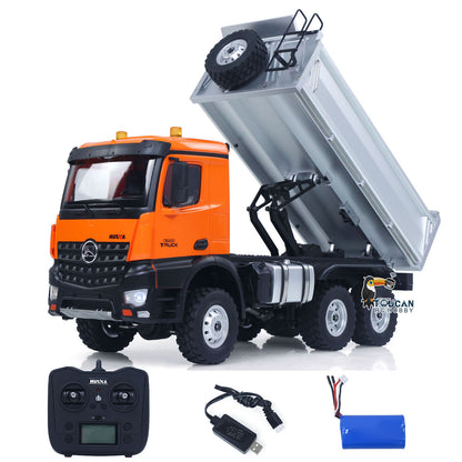 1/14 6*6 Plastic RC Dumper Truck 1598 Remote Control Engineering Transport Vehicle Lifting Rod Tipper Car Light Sound Battery 2.4G Radio Controller RTR