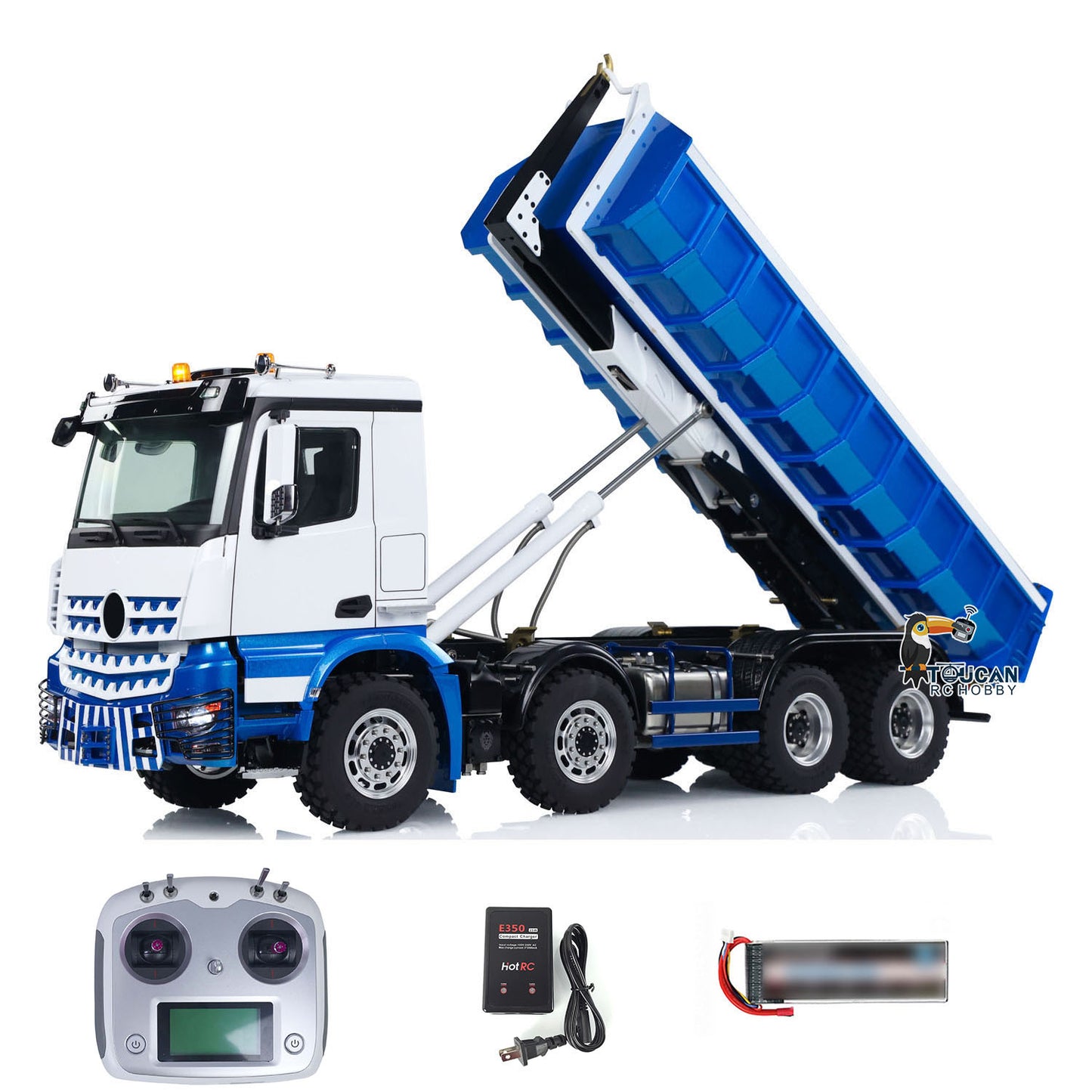 LESU Z0036 1/14 Metal 8x8 Hydraulic RC Roll On Off Dumper 2 Speed Transmission Differential Lock Sound Light System Front Hook