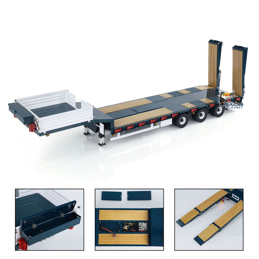 TOUCAN RC HOBBY LESU A0041 1/14 Metal Trailer Hydraulic Lifting Tailboard with Landing Legs 3 Axles Chassis for RC Tractor Truck DIY Construction Model