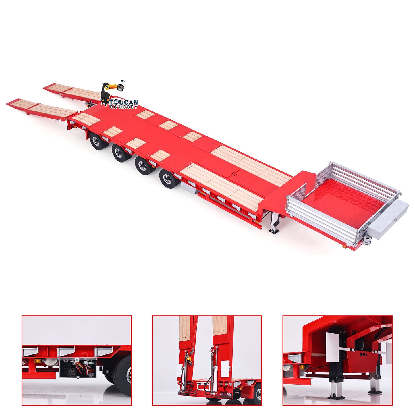 LESU Metal 1/14 RC Trailer A0054 Hydraulic Lifting Tailboard 4 Axles Steering Available for DIY RC Tractor Truck Lorry Car Model
