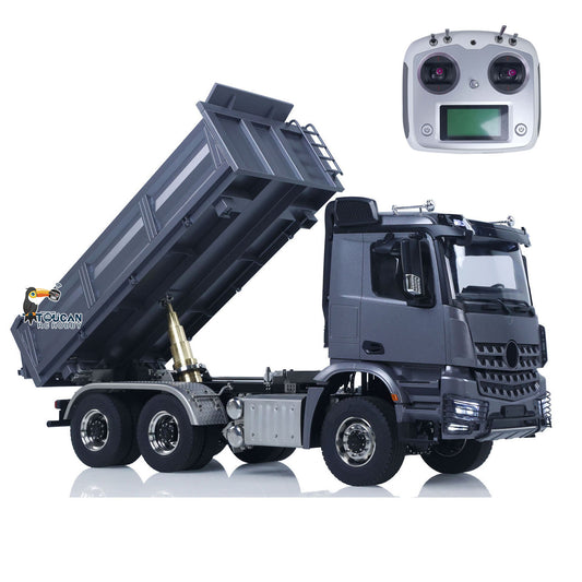 In Stock 1/14 6x6 TOUCAN Hydraulic RC Dump Truck Metal Radio Controlled Tipper Car Differential Lock Light Sound FlySky I6S