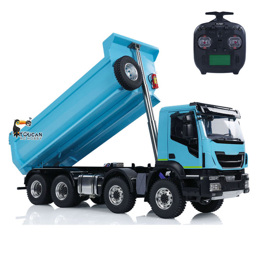 1/14 8x4 Metal Hydraulic RC Dump Truck 2-speed Radio Control Tipper Car Simulation DIY Model Painted ESC Servo Motor