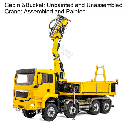 LESU 1/14 RC Hydraulic Roll on off Dumper Truck Crane Unassembled Plastic TGS Cabin Metal 8x8 Chassis Electric Tipper Axles Lock