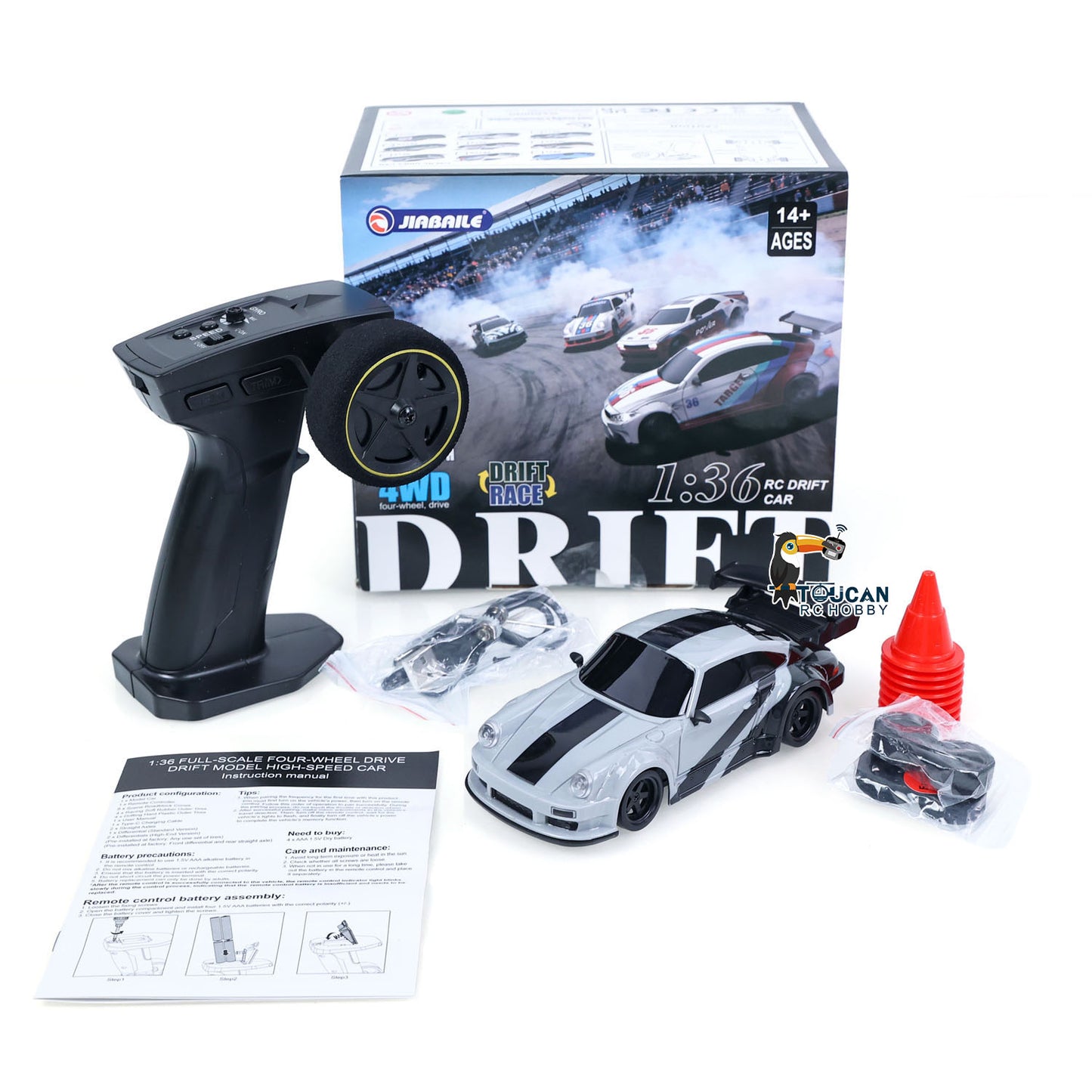 25KM/H High Speed 4x4 Plastic JIABAILE 1/36 RC Drift Car 3613 Gyroscope CNC C-hubs Indoor Outdoor Mini Racing Vehicle Battery Radio