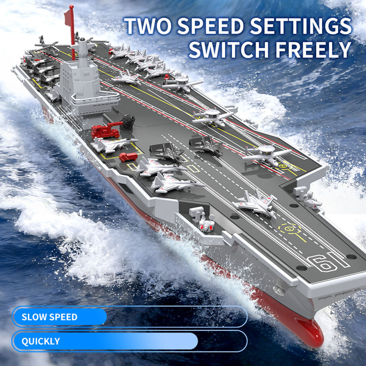 TOUCAN RC HOBBY JJRC S27 Remote Control Aircraft Carrier Ship Model RC Water Spray Boat Dual Motor 2 Speed Automatic Out of Water Power Cut Off